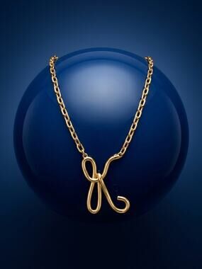 Cursive Letter K Necklace with 22” Chain